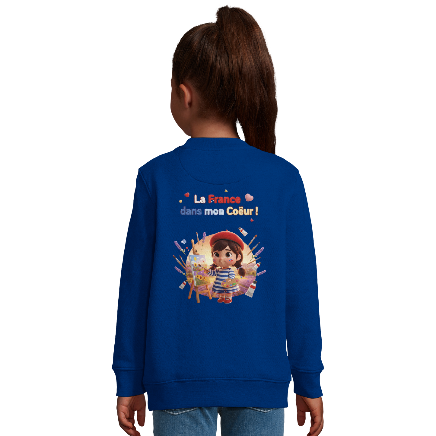 Sweat-shirt Fille 'La France dans mon Cœur' - Sweat Confortable Éco-Responsable