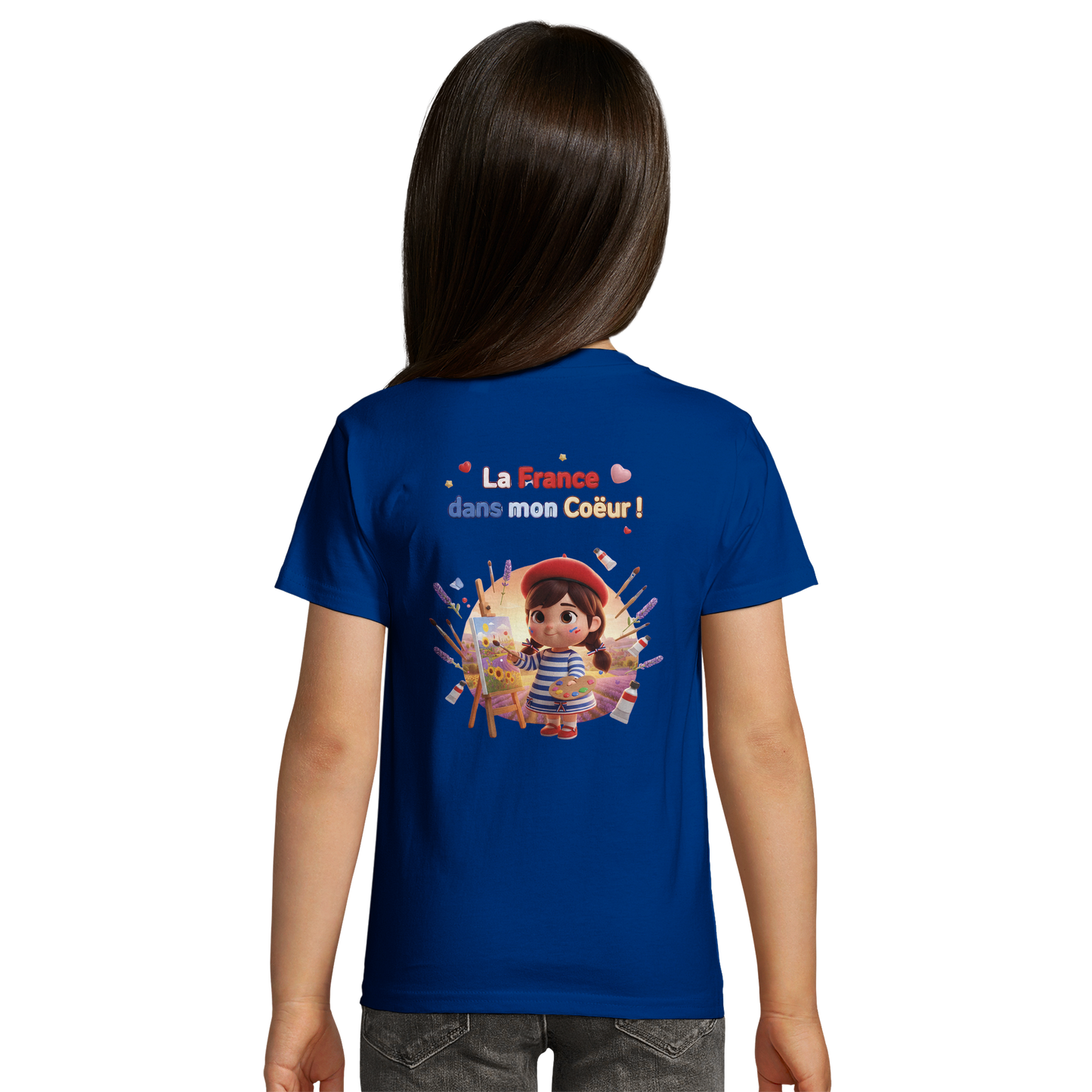 T-Shirt fille  La France Dans Mon Cœur – Coton Bio Premium