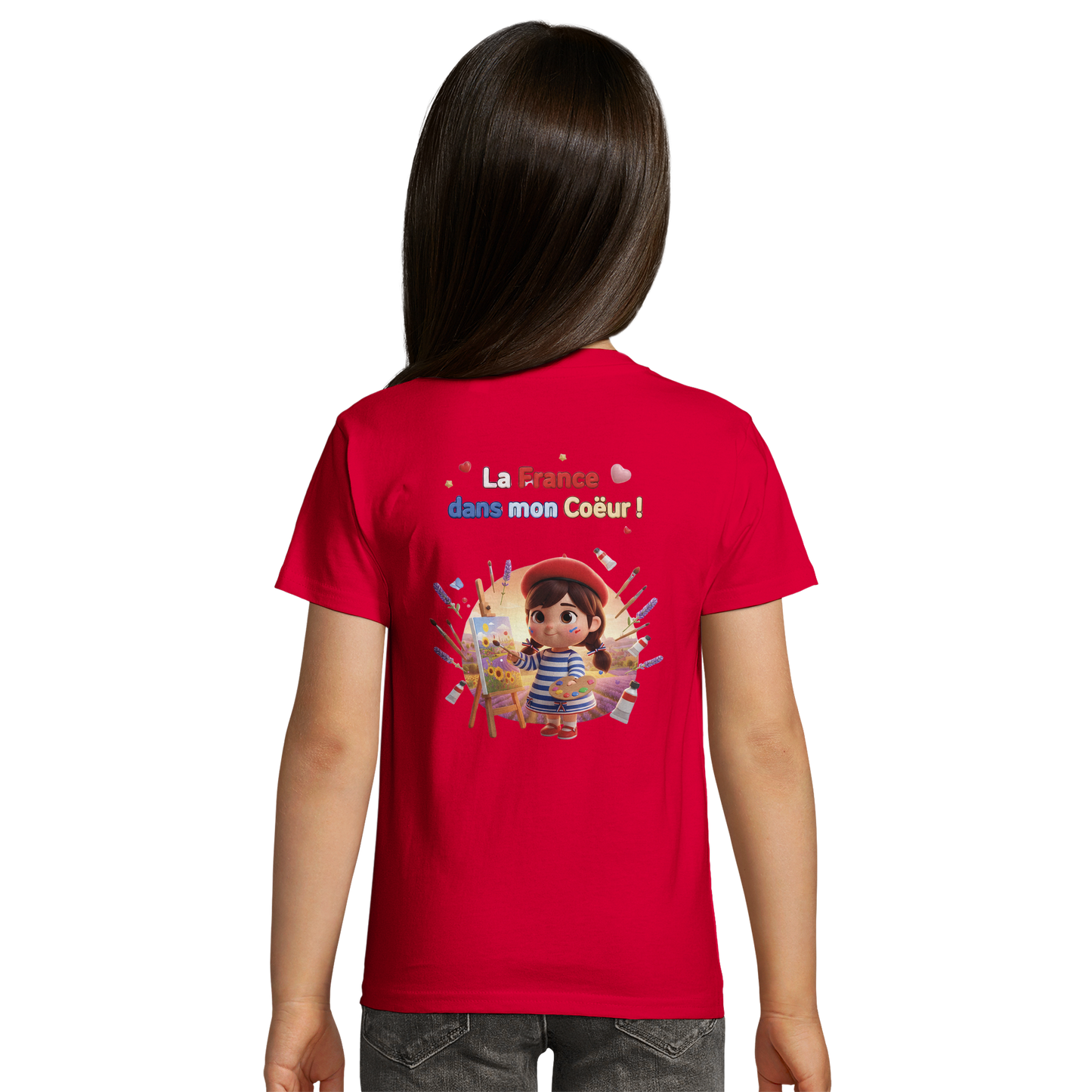 T-Shirt fille  La France Dans Mon Cœur – Coton Bio Premium