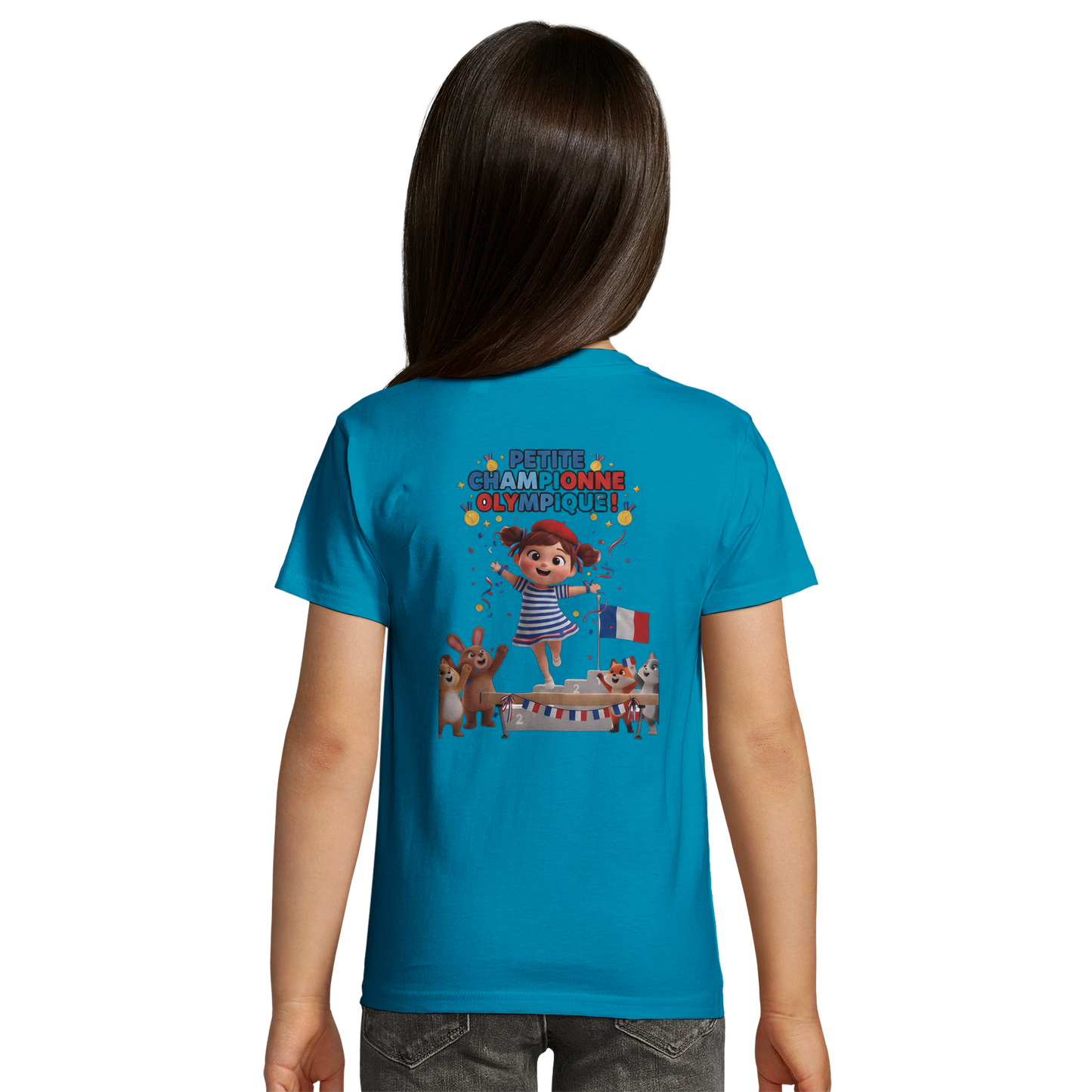 T-Shirt Fille Petite Championne Olympique – Coton Bio Premium