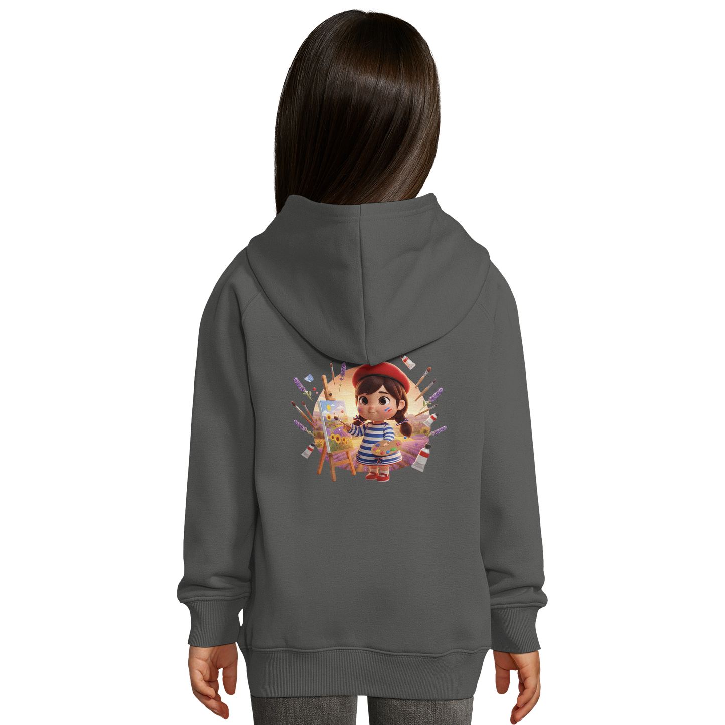 Sweat à Capuche fille- Design La France dans mon Cœur - Coton Bio