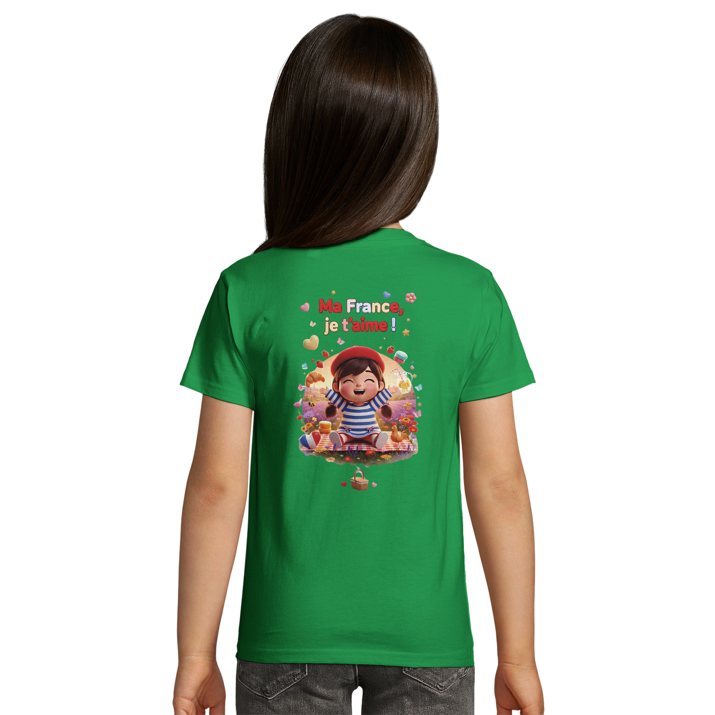 T-shirt Fille « Ma France je t'aime » - Coton Bio Premium