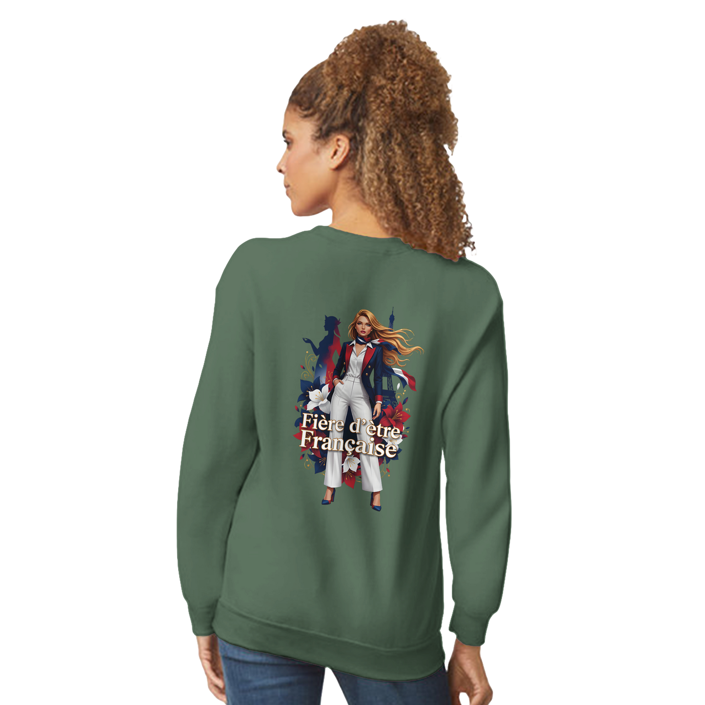 Sweat-shirt Femme Fière d'être Française - Coupe Classique Premium