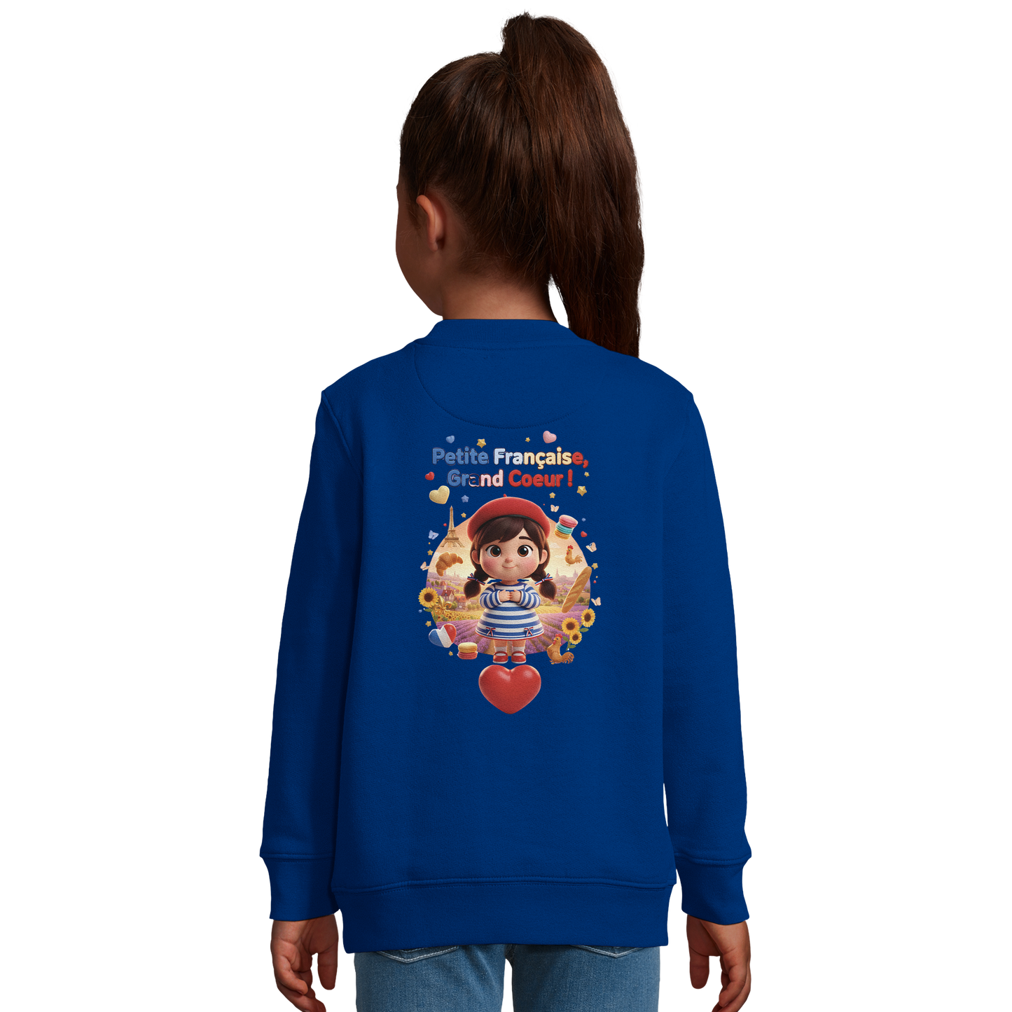 Sweat-shirt Fille 'Petite Française Grand Cœur' - Coton Bio & Recyclé
