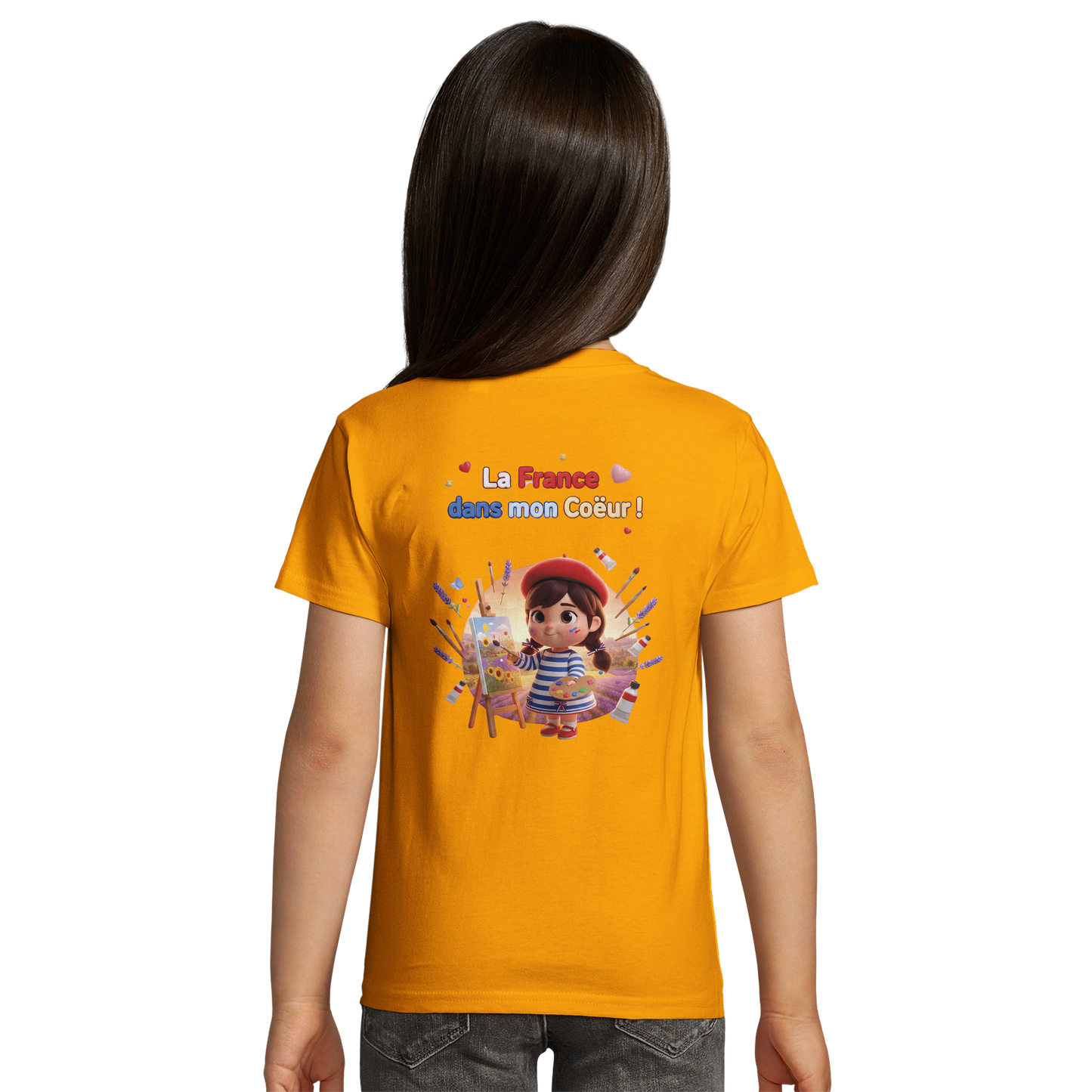 T-Shirt fille  La France Dans Mon Cœur – Coton Bio Premium