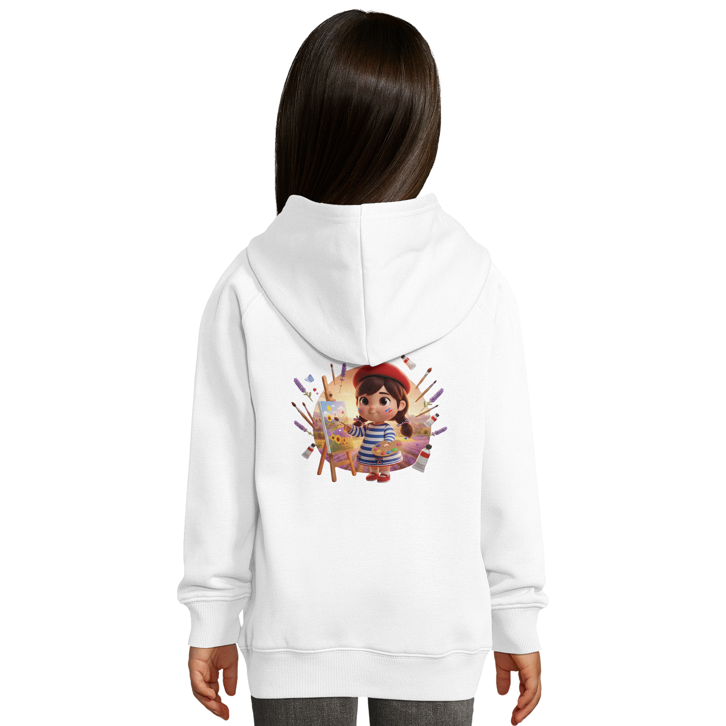 Sweat à Capuche fille- Design La France dans mon Cœur - Coton Bio