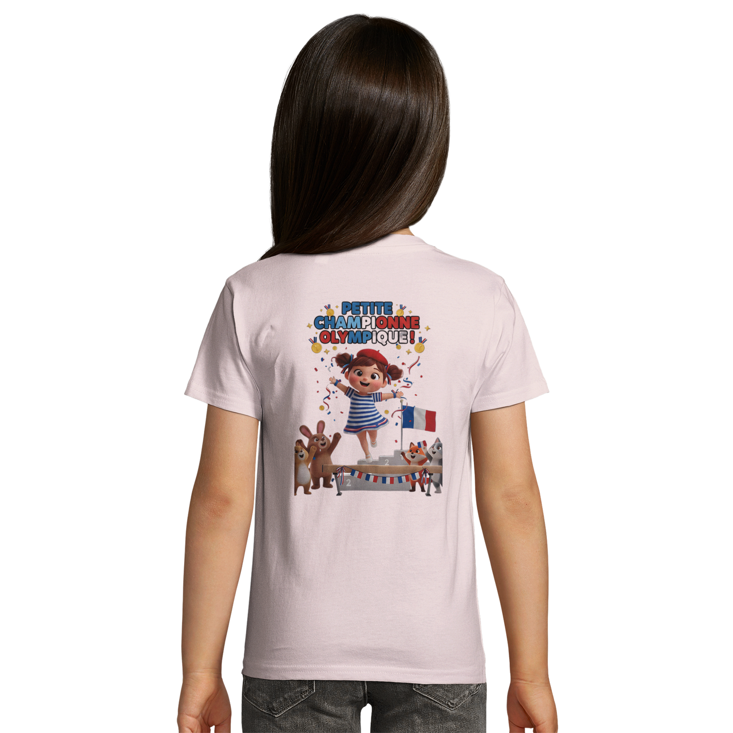 T-Shirt Fille Petite Championne Olympique – Coton Bio Premium