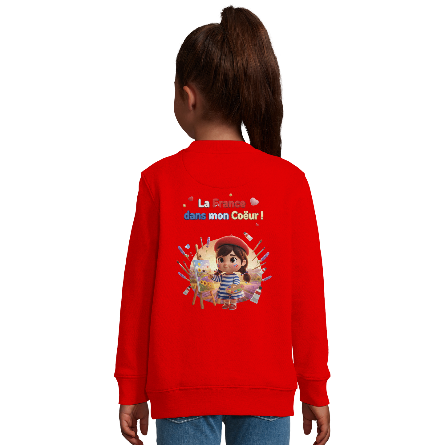 Sweat-shirt Fille 'La France dans mon Cœur' - Sweat Confortable Éco-Responsable