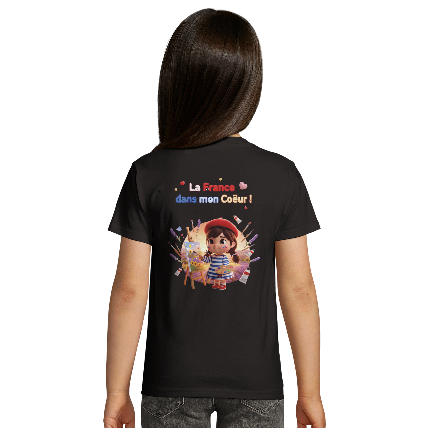 T-Shirt fille  La France Dans Mon Cœur – Coton Bio Premium