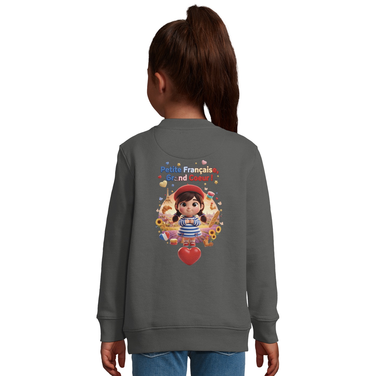 Sweat-shirt Fille 'Petite Française Grand Cœur' - Coton Bio & Recyclé
