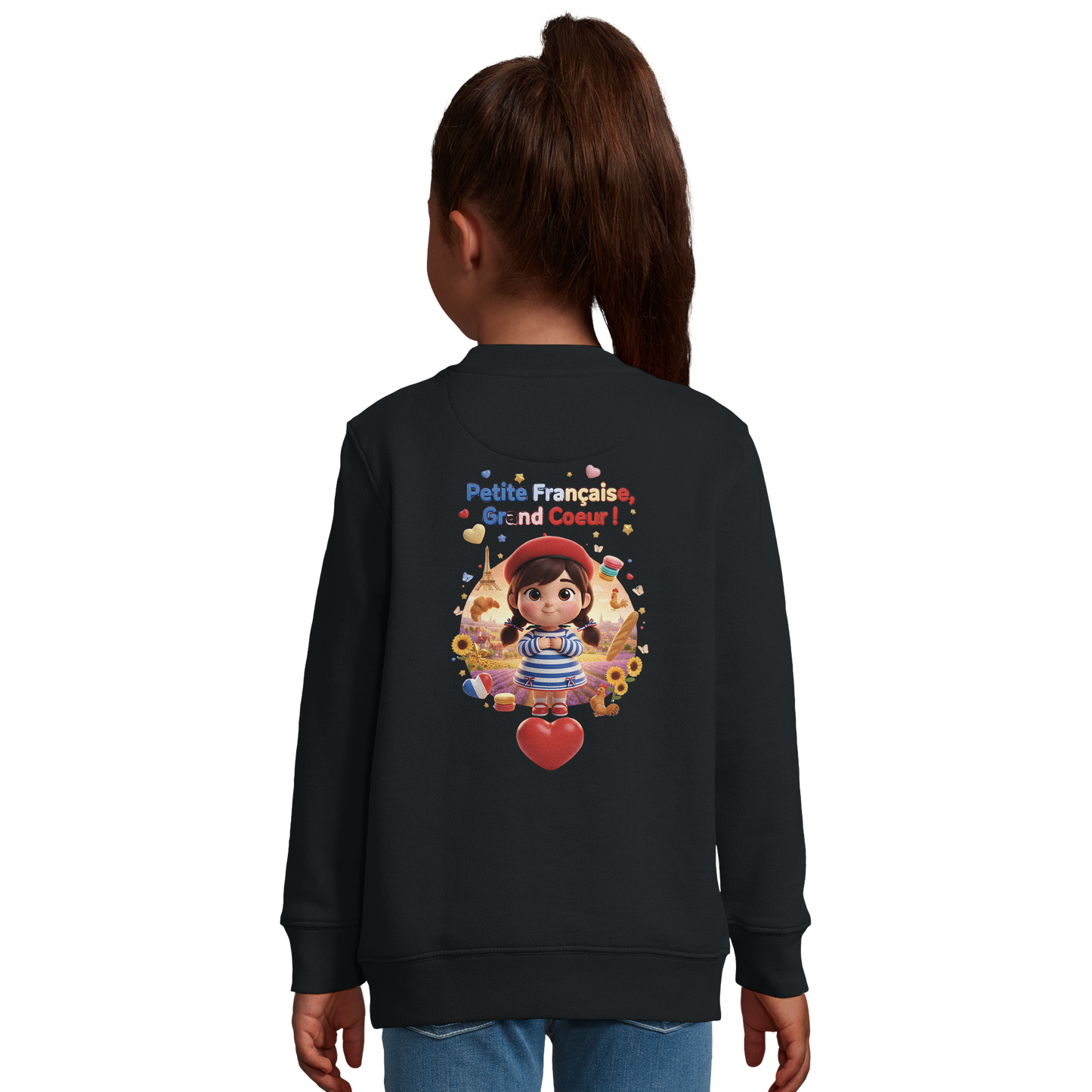 Sweat-shirt Fille 'Petite Française Grand Cœur' - Coton Bio & Recyclé