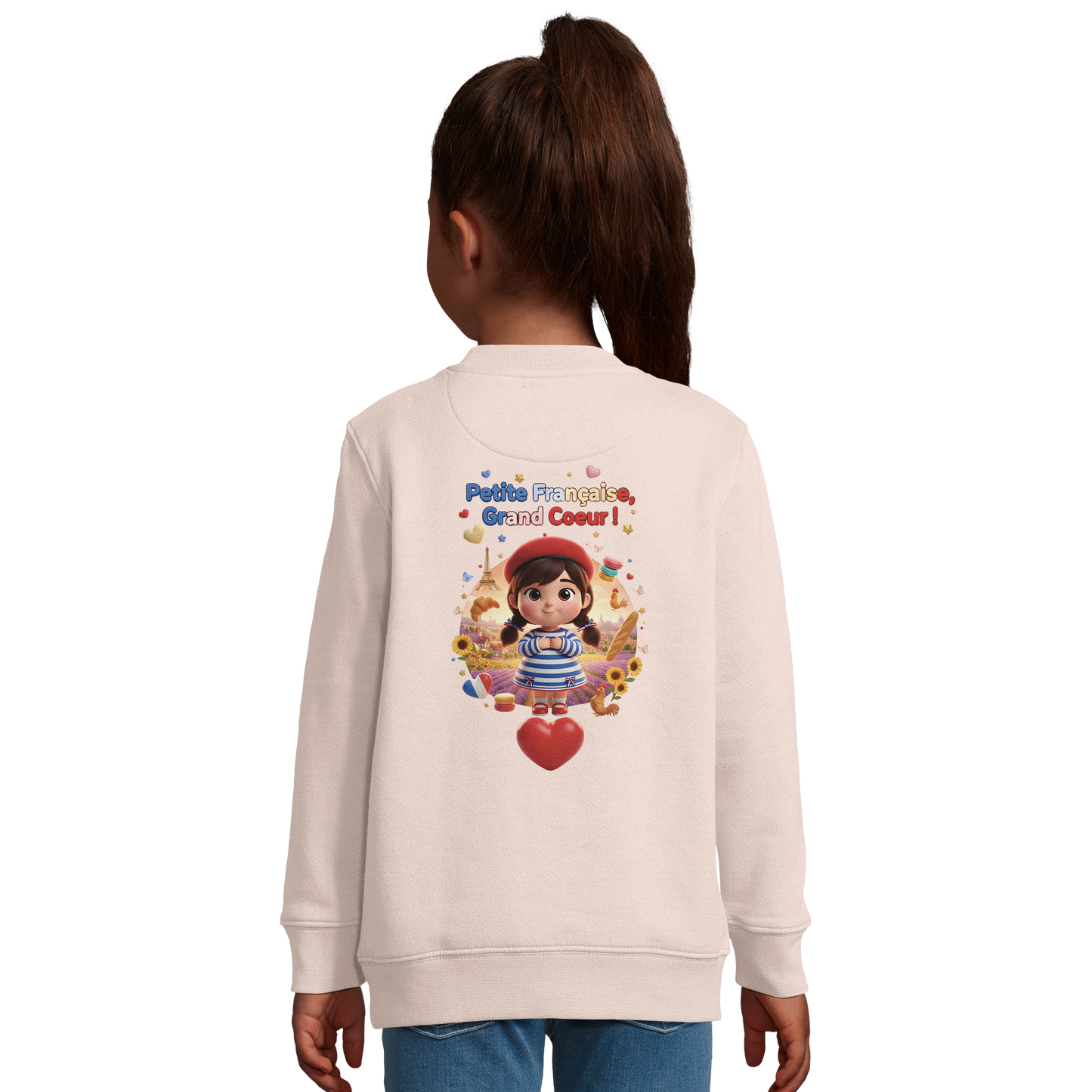 Sweat-shirt Fille 'Petite Française Grand Cœur' - Coton Bio & Recyclé