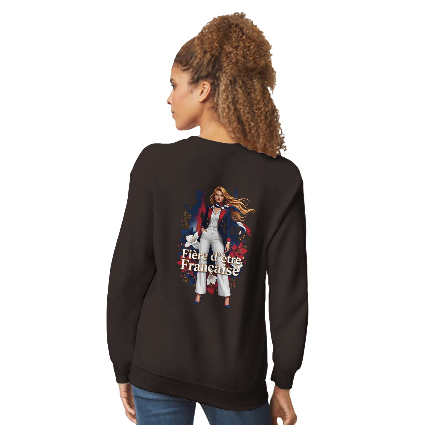 Sweat-shirt Femme Fière d'être Française - Coupe Classique Premium