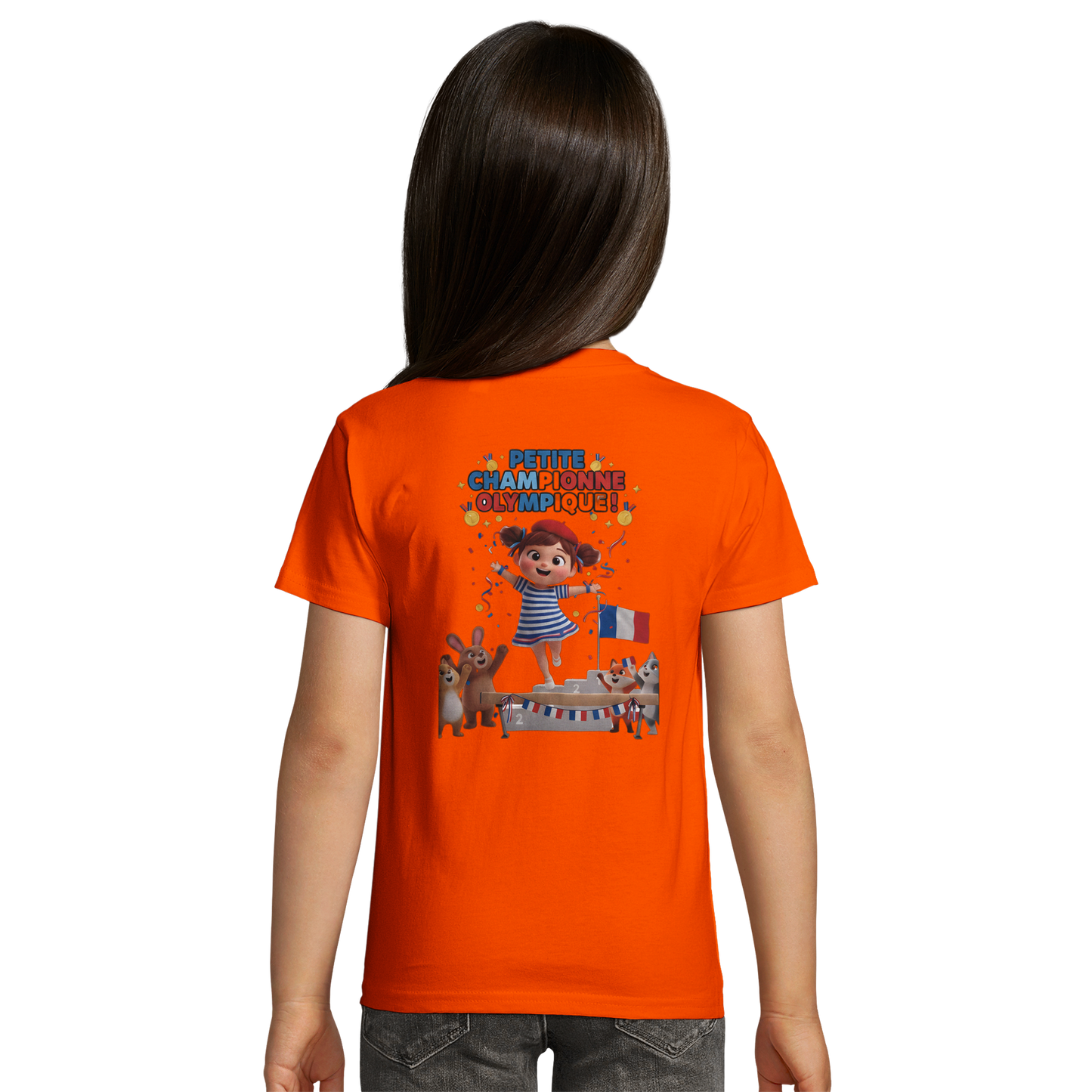 T-Shirt Fille Petite Championne Olympique – Coton Bio Premium
