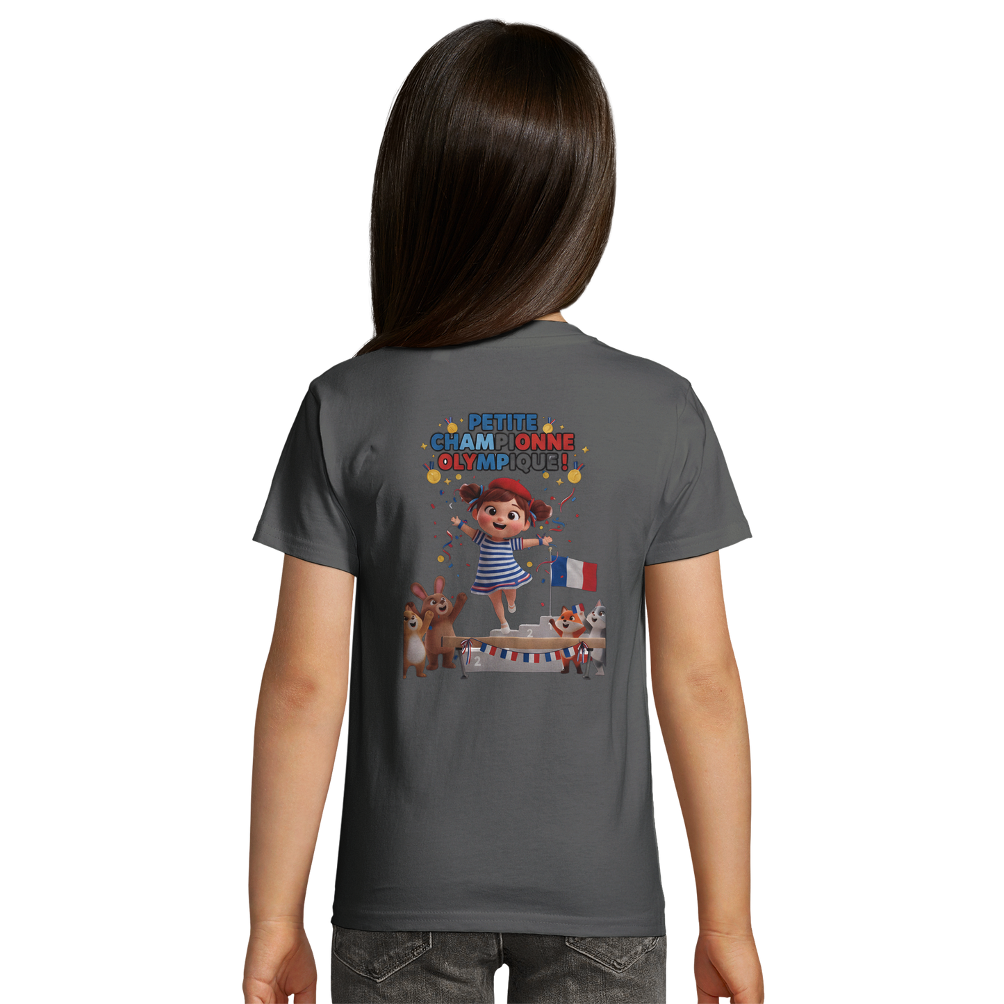 T-Shirt Fille Petite Championne Olympique – Coton Bio Premium