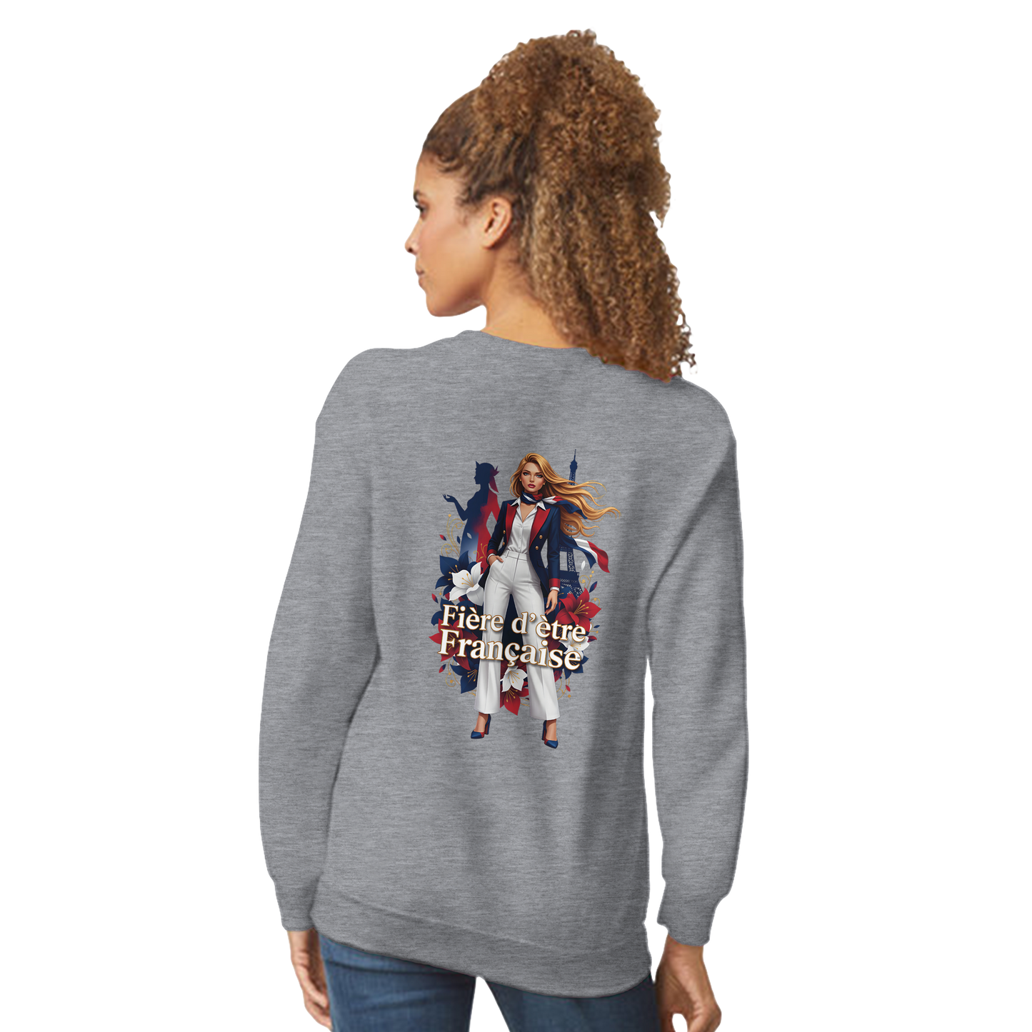 Sweat-shirt Femme Fière d'être Française - Coupe Classique Premium