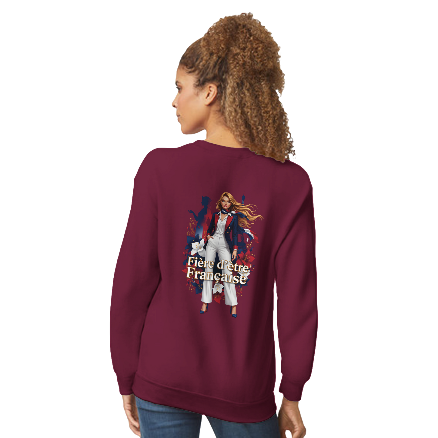 Sweat-shirt Femme Fière d'être Française - Coupe Classique Premium
