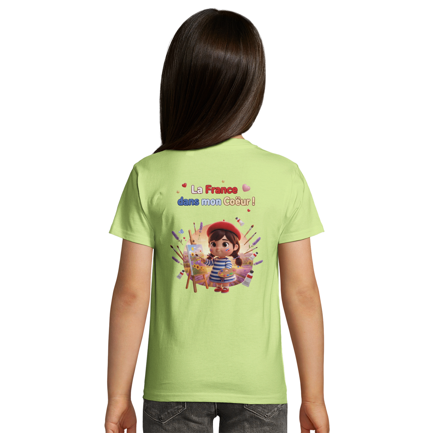 T-Shirt fille  La France Dans Mon Cœur – Coton Bio Premium