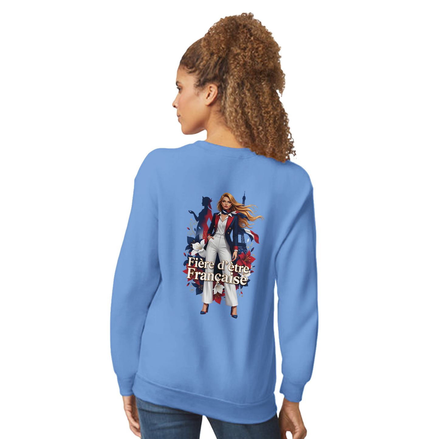 Sweat-shirt Femme Fière d'être Française - Coupe Classique Premium
