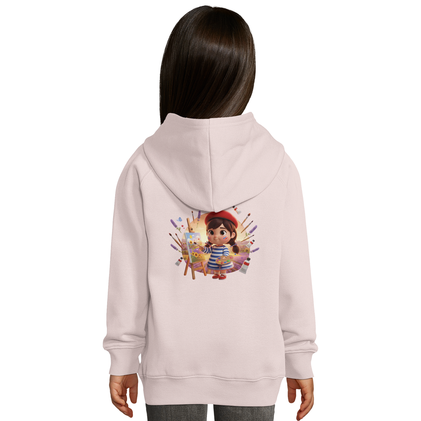 Sweat à Capuche fille- Design La France dans mon Cœur - Coton Bio