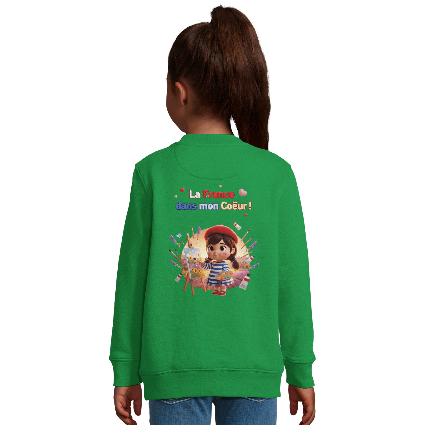 Sweat-shirt Fille 'La France dans mon Cœur' - Sweat Confortable Éco-Responsable