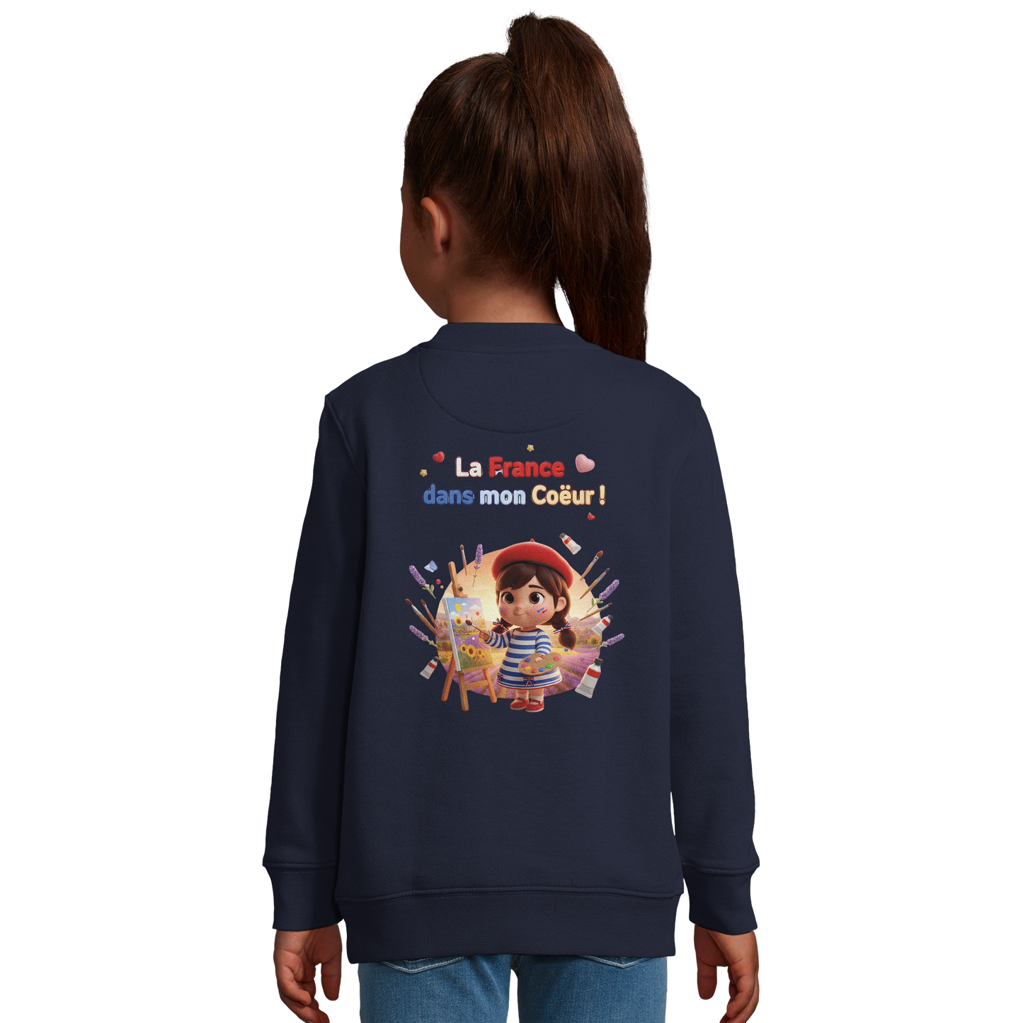 Sweat-shirt Fille 'La France dans mon Cœur' - Sweat Confortable Éco-Responsable