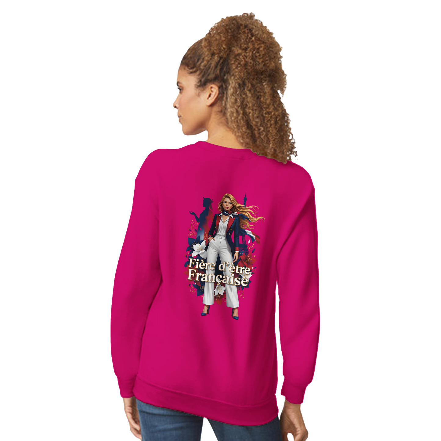 Sweat-shirt Femme Fière d'être Française - Coupe Classique Premium