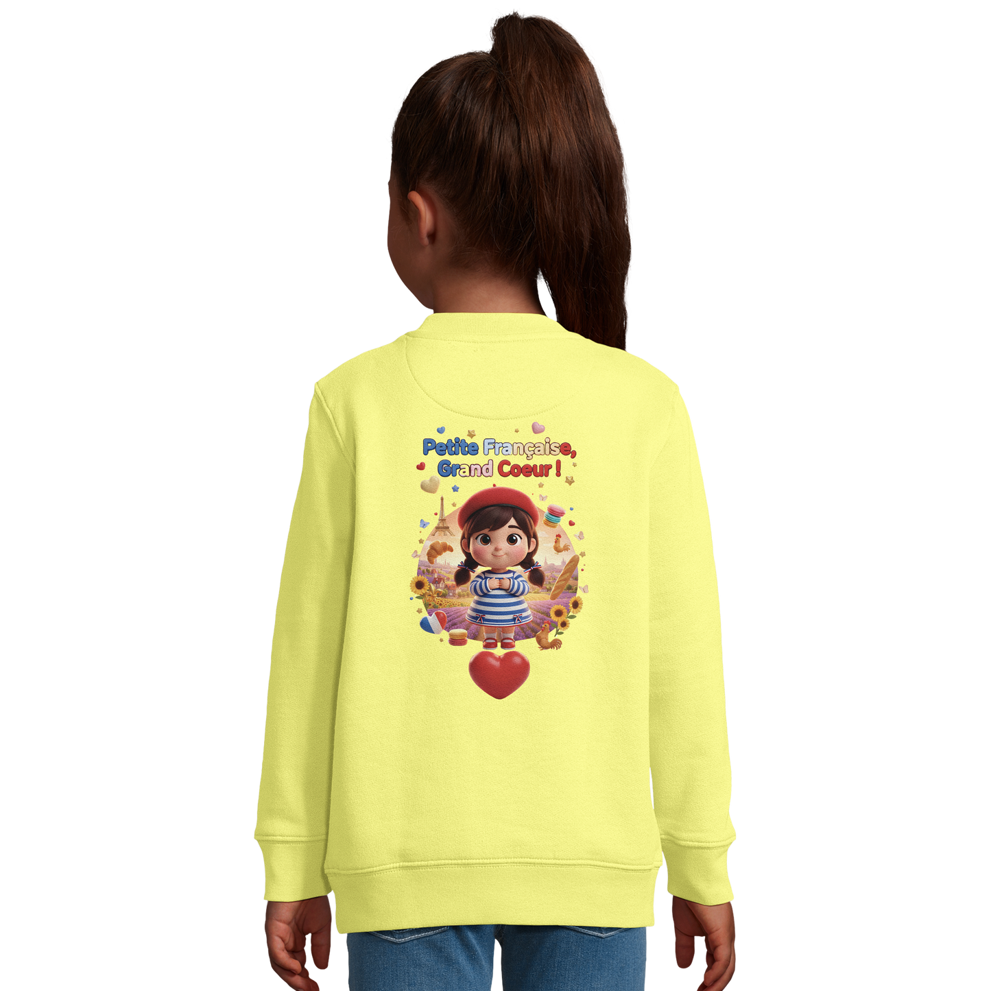 Sweat-shirt Fille 'Petite Française Grand Cœur' - Coton Bio & Recyclé