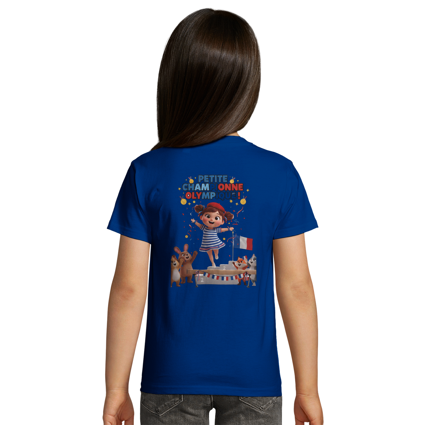 T-Shirt Fille Petite Championne Olympique – Coton Bio Premium
