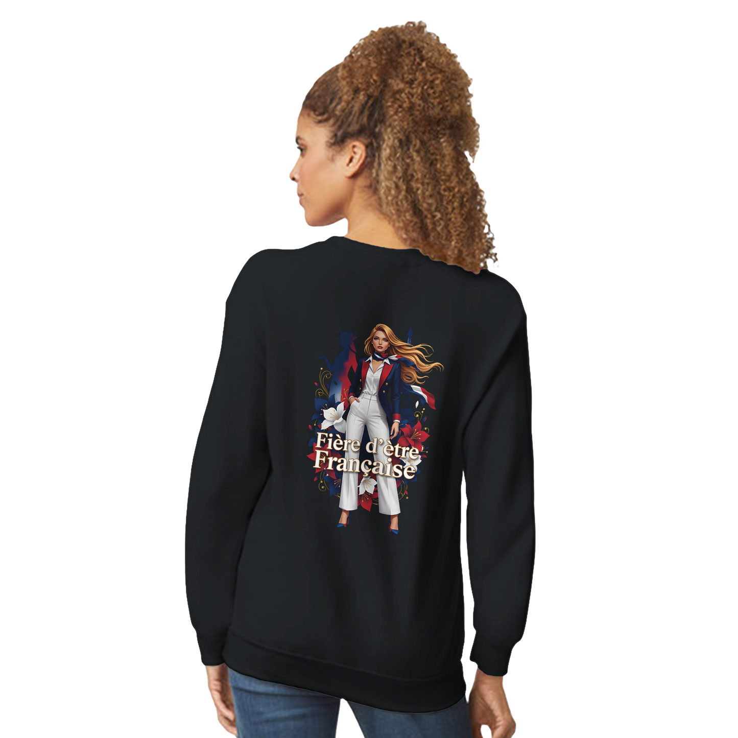 Sweat-shirt Femme Fière d'être Française - Coupe Classique Premium