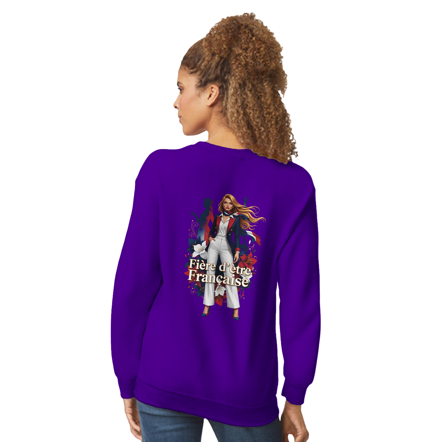Sweat-shirt Femme Fière d'être Française - Coupe Classique Premium