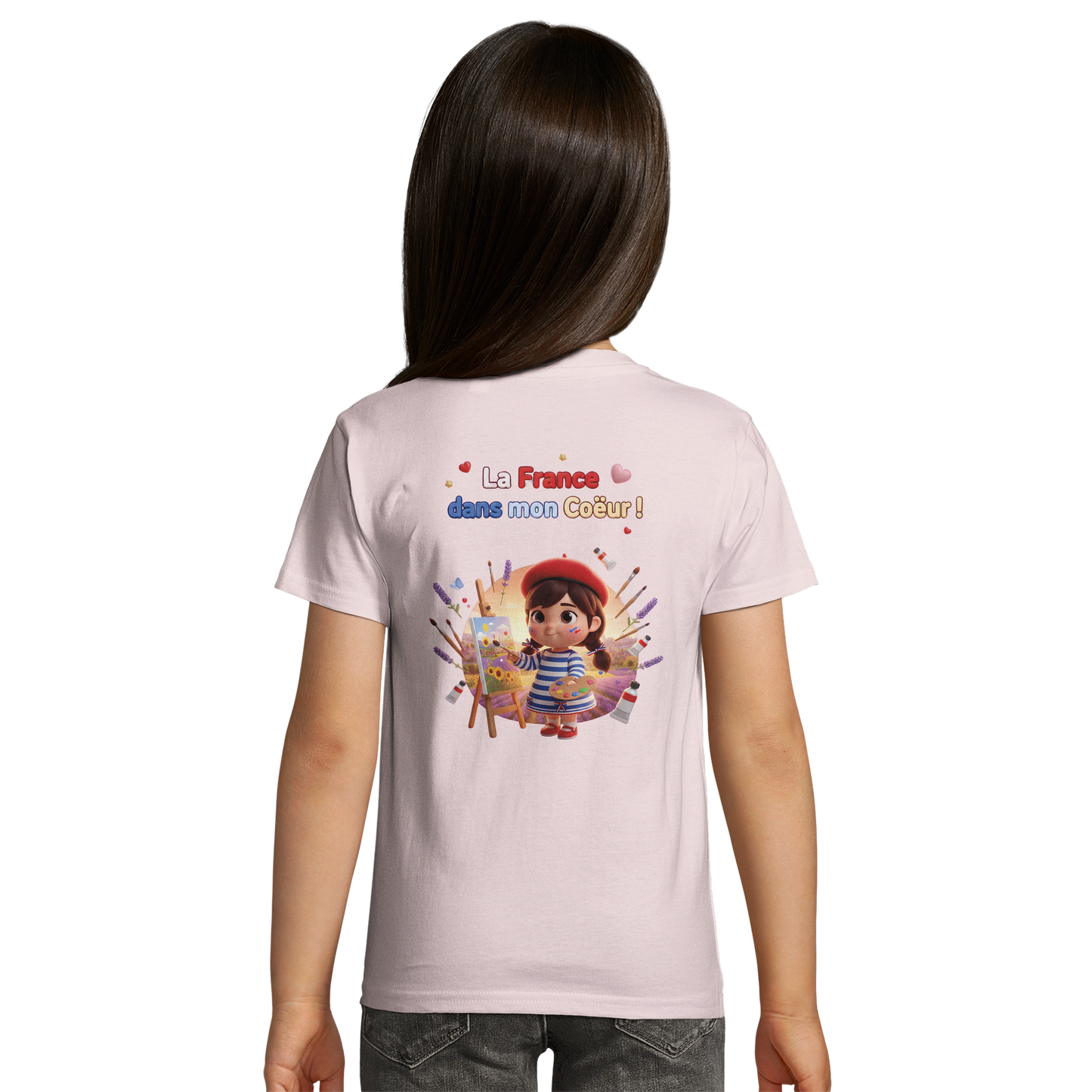 T-Shirt fille  La France Dans Mon Cœur – Coton Bio Premium