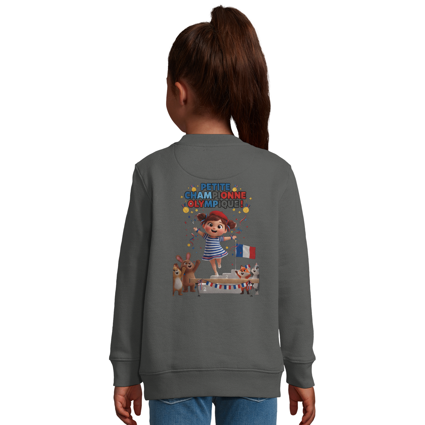 Sweat-shirt fille Petite Championne Olympique – Confort Éco-Responsable
