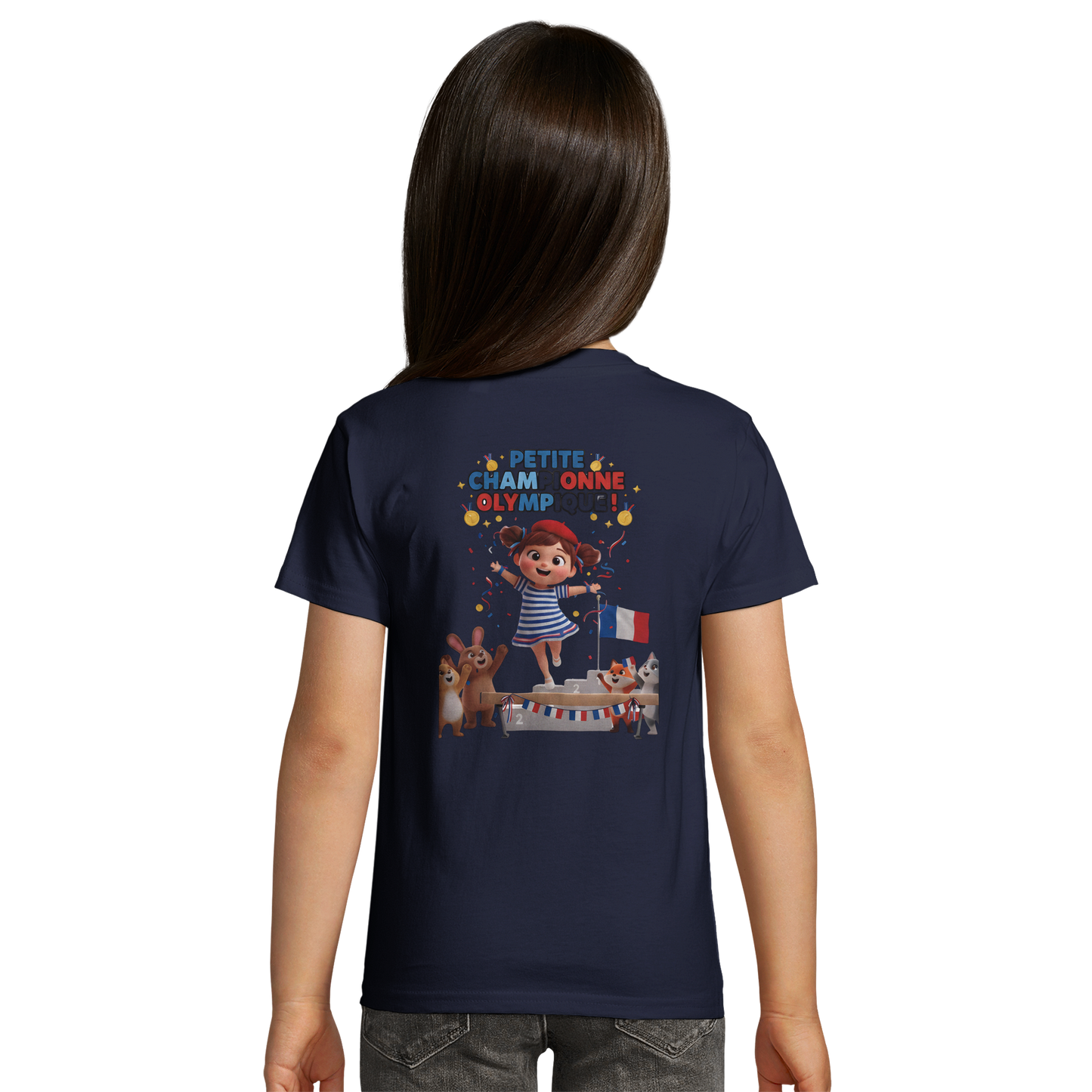 T-Shirt Fille Petite Championne Olympique – Coton Bio Premium