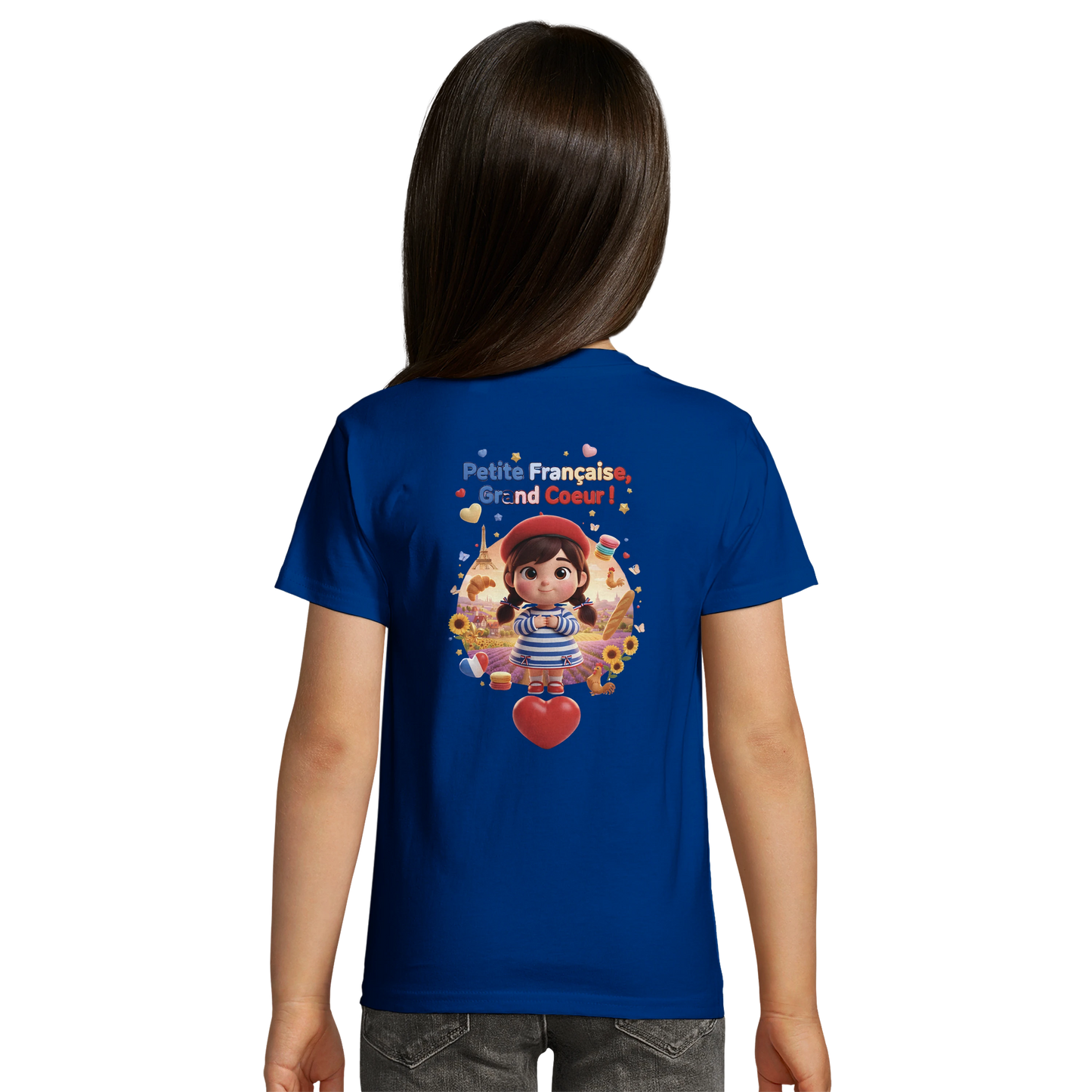 T-Shirt Fille Française au Grand Cœur – 100% Coton Bio