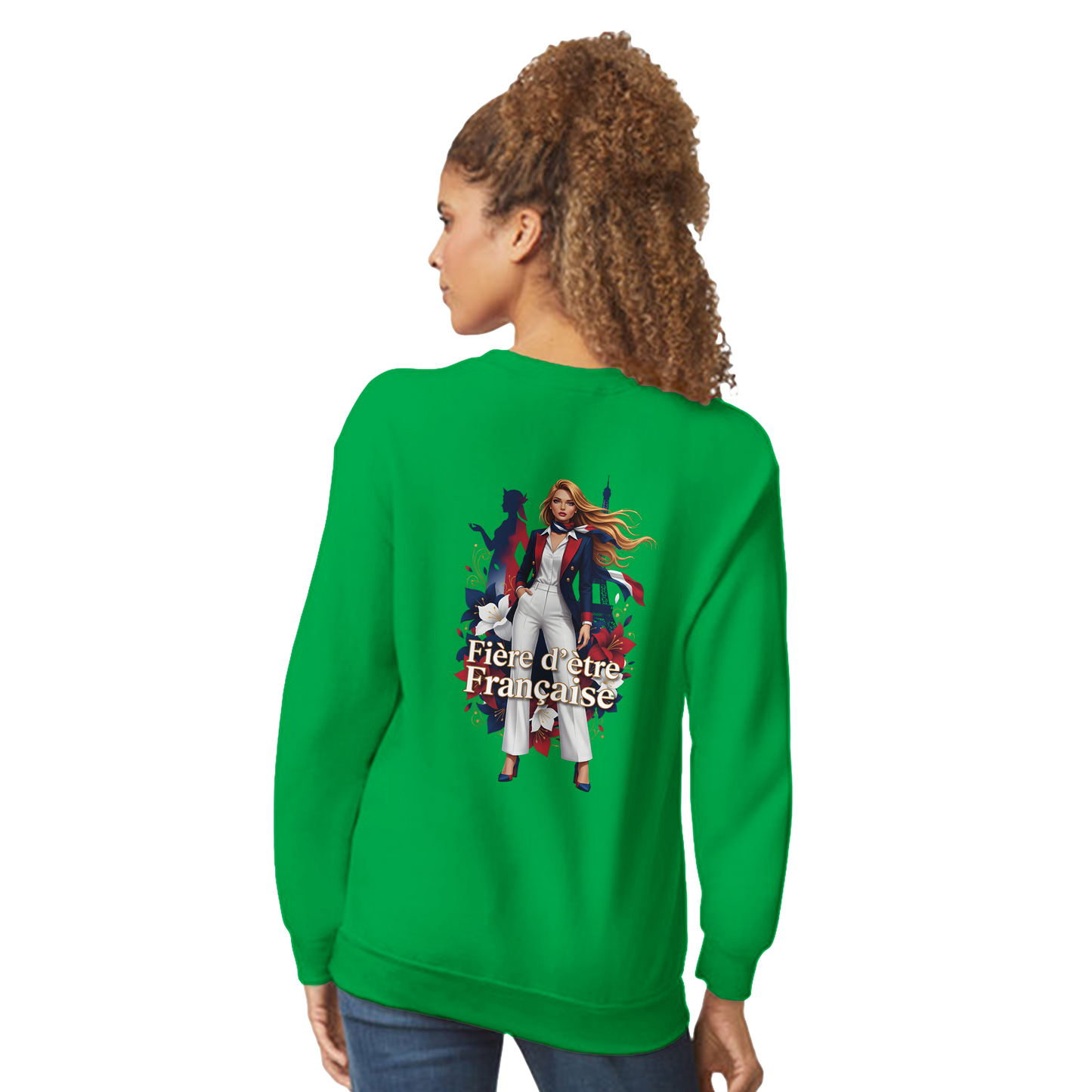 Sweat-shirt Femme Fière d'être Française - Coupe Classique Premium