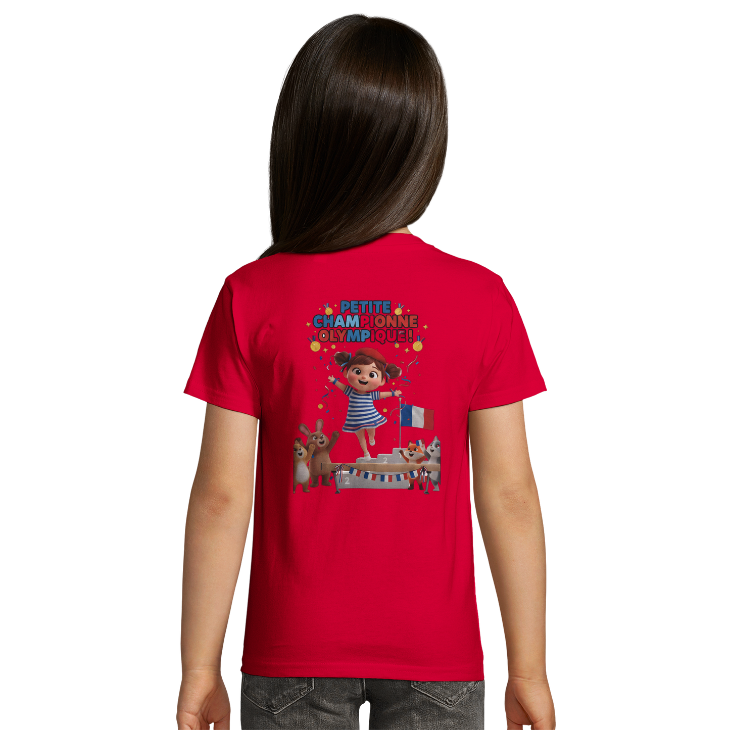 T-Shirt Fille Petite Championne Olympique – Coton Bio Premium