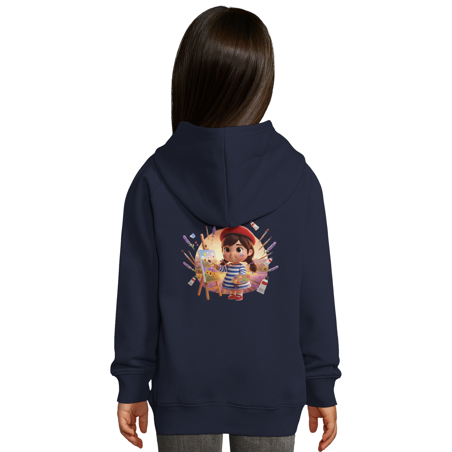 Sweat à Capuche fille- Design La France dans mon Cœur - Coton Bio