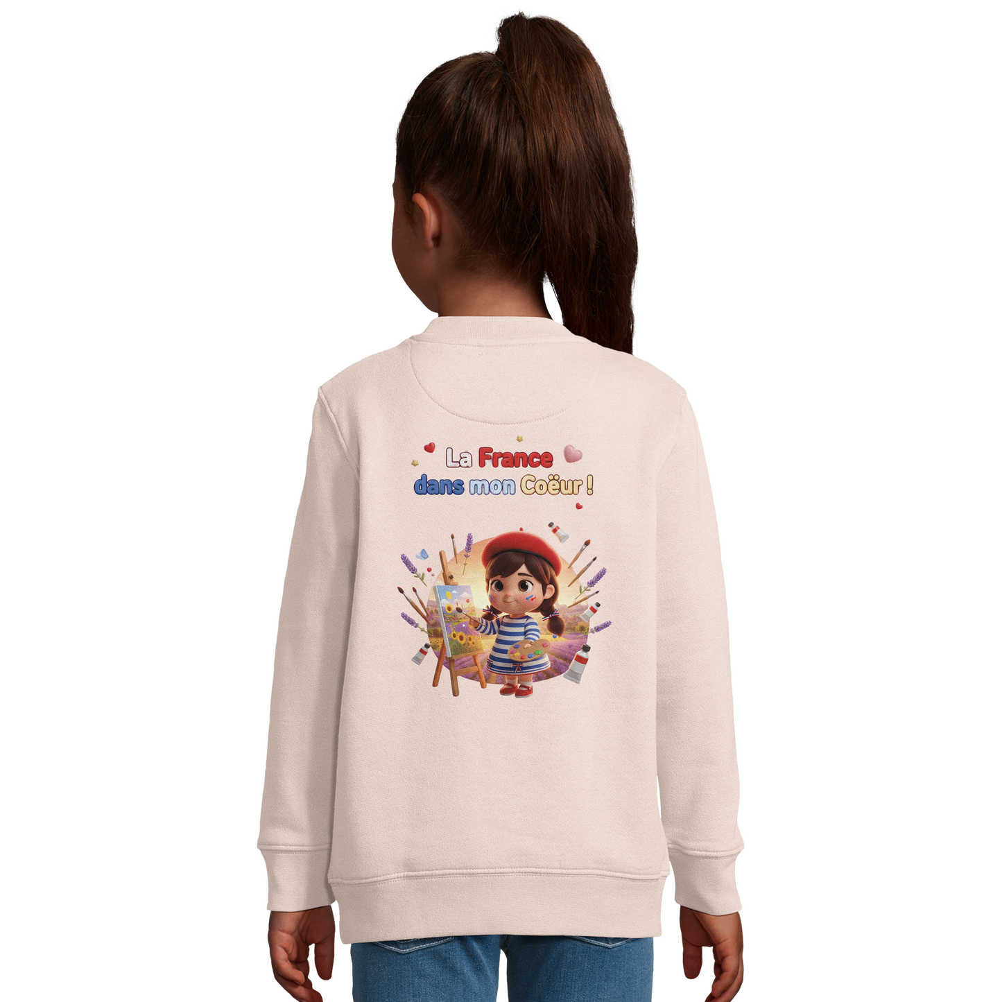 Sweat-shirt Fille 'La France dans mon Cœur' - Sweat Confortable Éco-Responsable