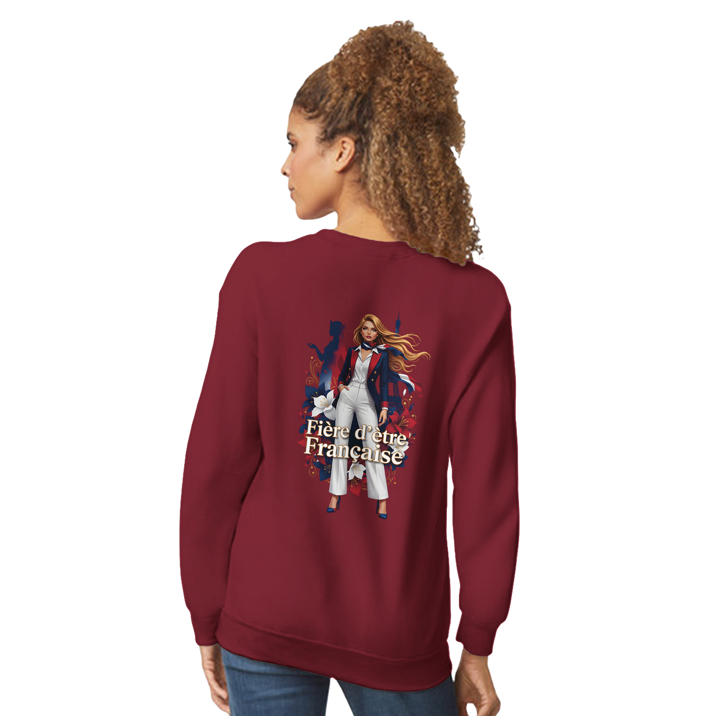 Sweat-shirt Femme Fière d'être Française - Coupe Classique Premium
