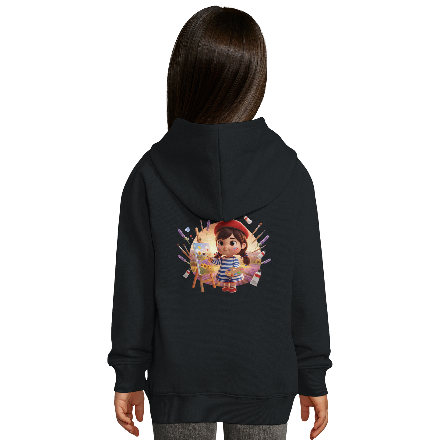 Sweat à Capuche fille- Design La France dans mon Cœur - Coton Bio