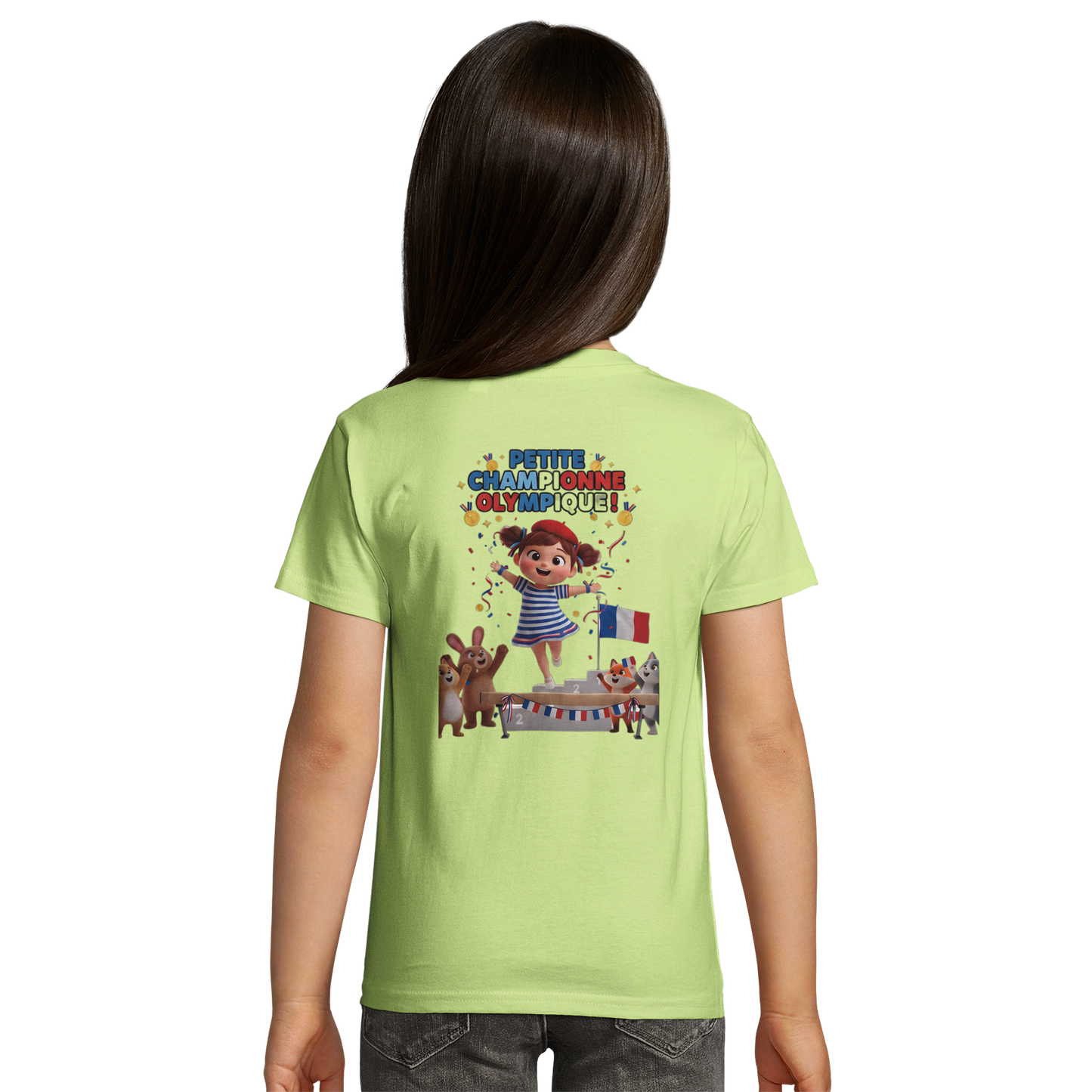 T-Shirt Fille Petite Championne Olympique – Coton Bio Premium