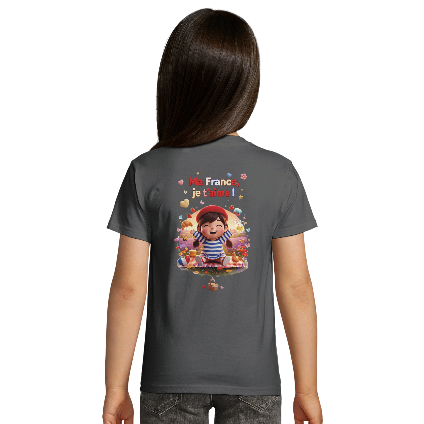 T-shirt Fille « Ma France je t'aime » - Coton Bio Premium