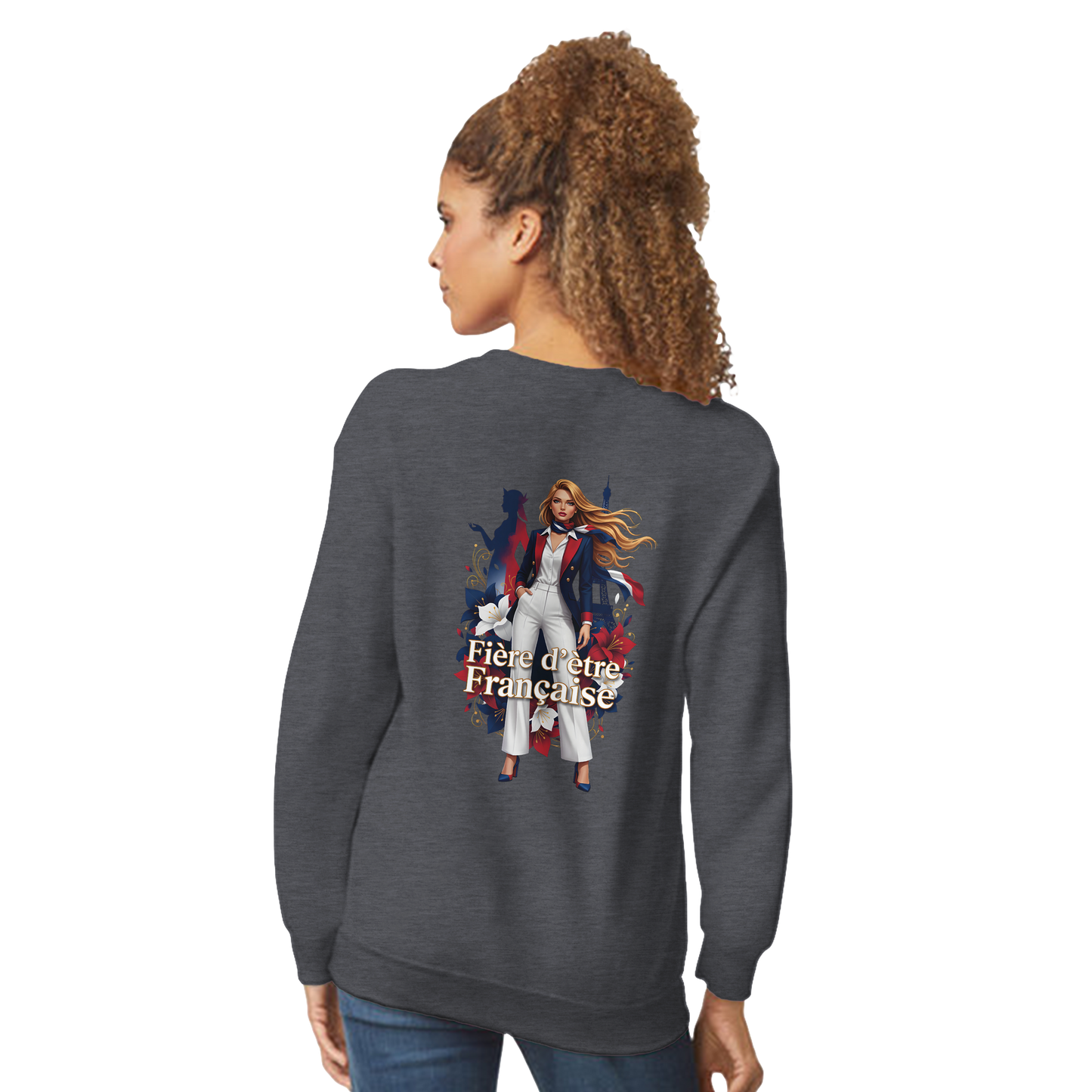 Sweat-shirt Femme Fière d'être Française - Coupe Classique Premium