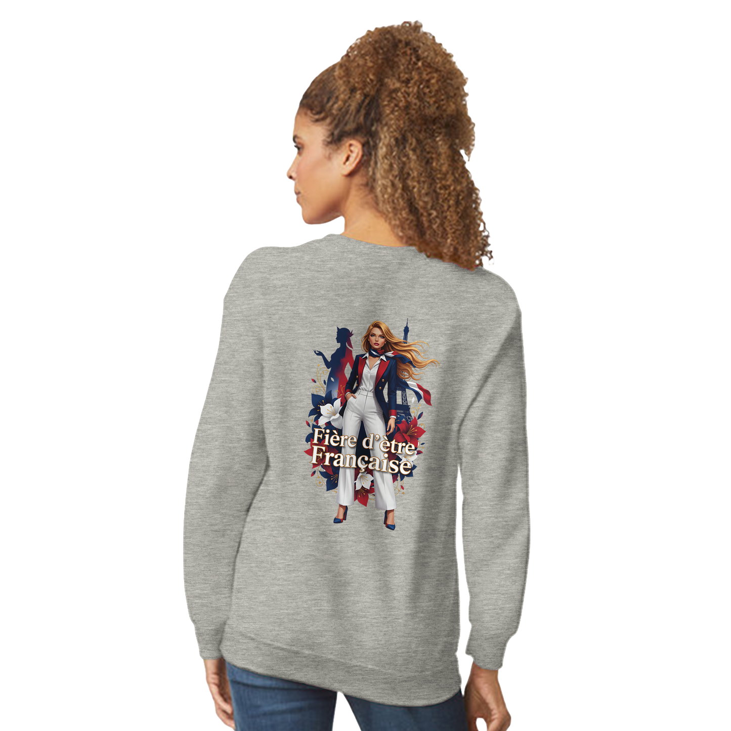 Sweat-shirt Femme Fière d'être Française - Coupe Classique Premium