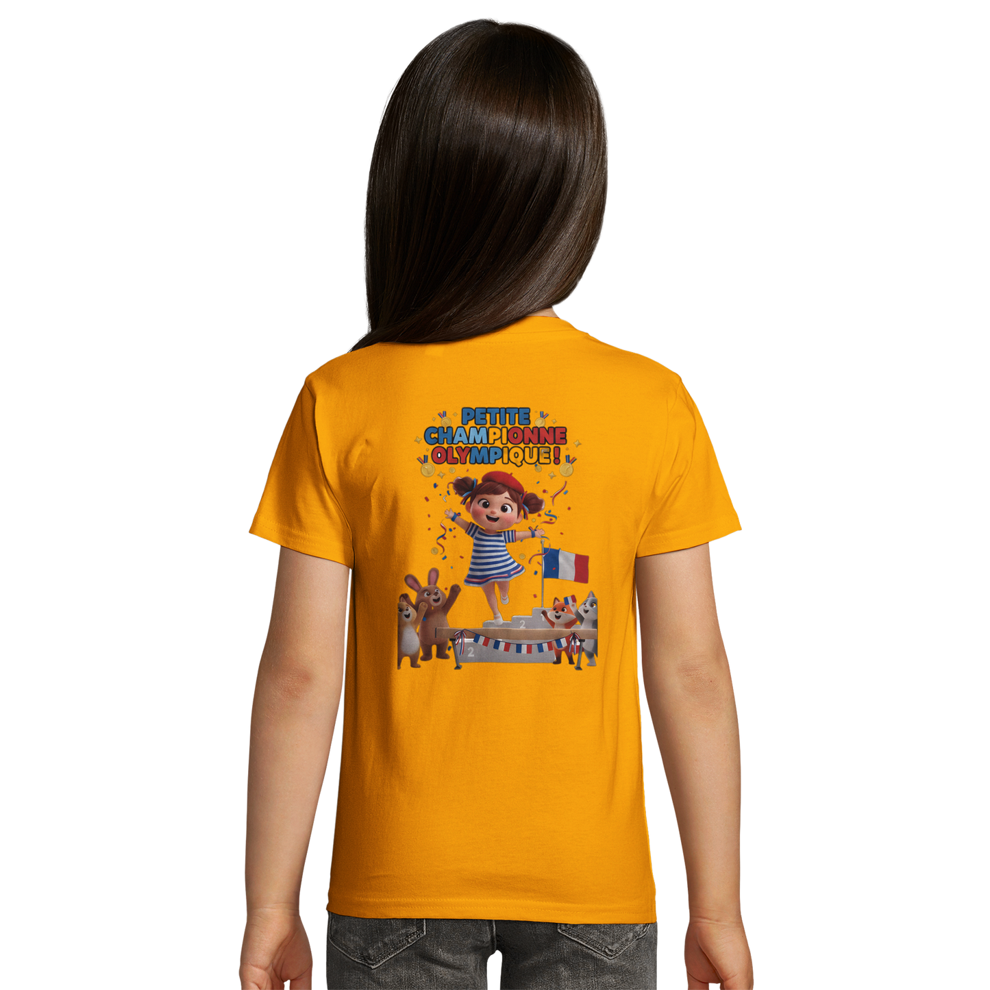 T-Shirt Fille Petite Championne Olympique – Coton Bio Premium
