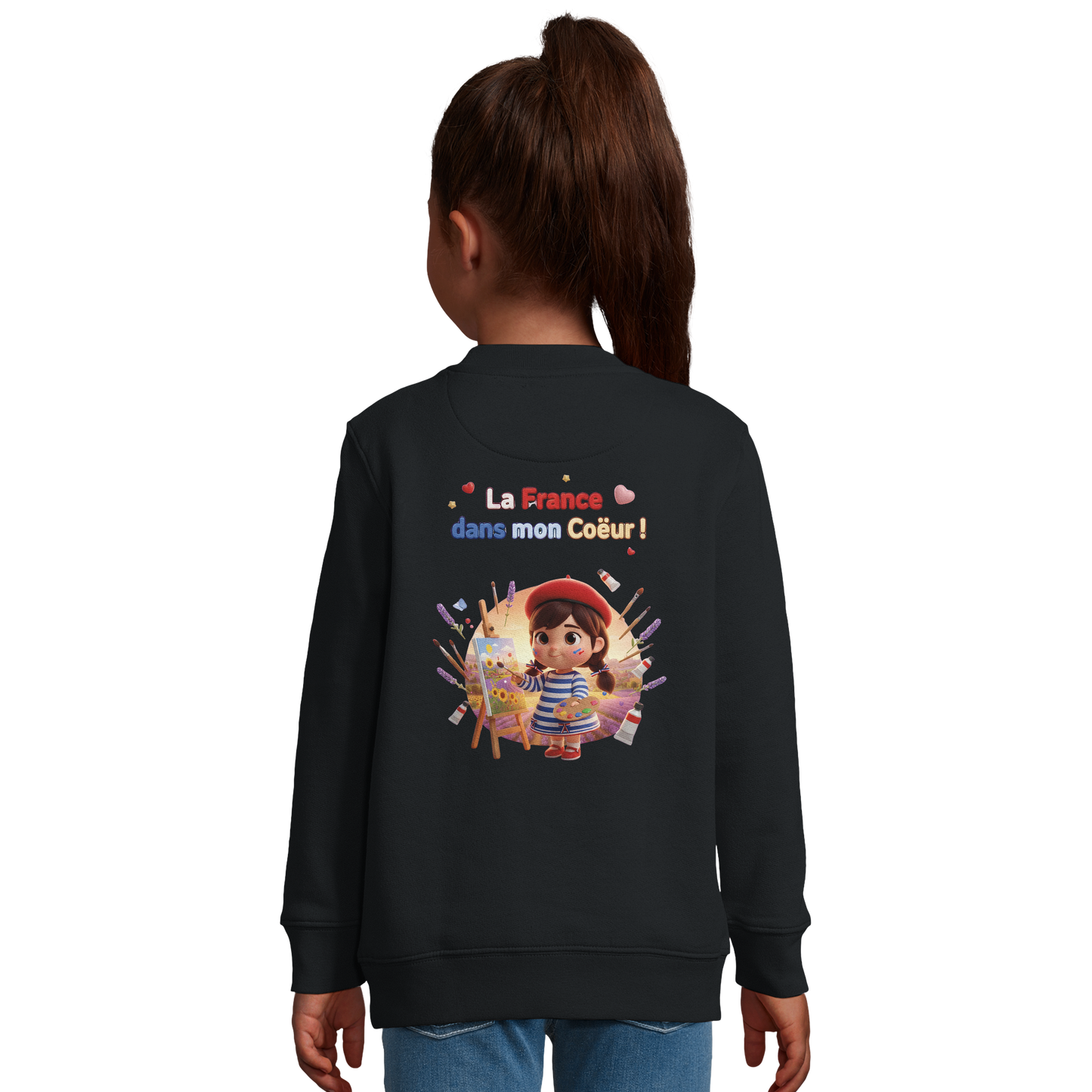 Sweat-shirt Fille 'La France dans mon Cœur' - Sweat Confortable Éco-Responsable