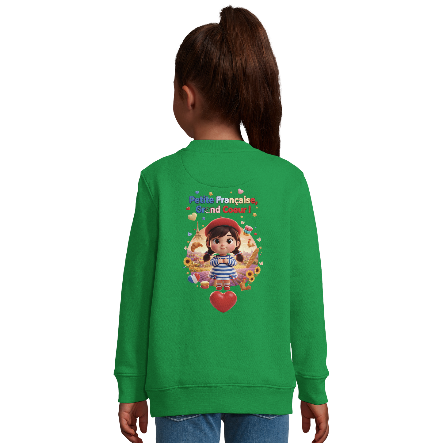 Sweat-shirt Fille 'Petite Française Grand Cœur' - Coton Bio & Recyclé