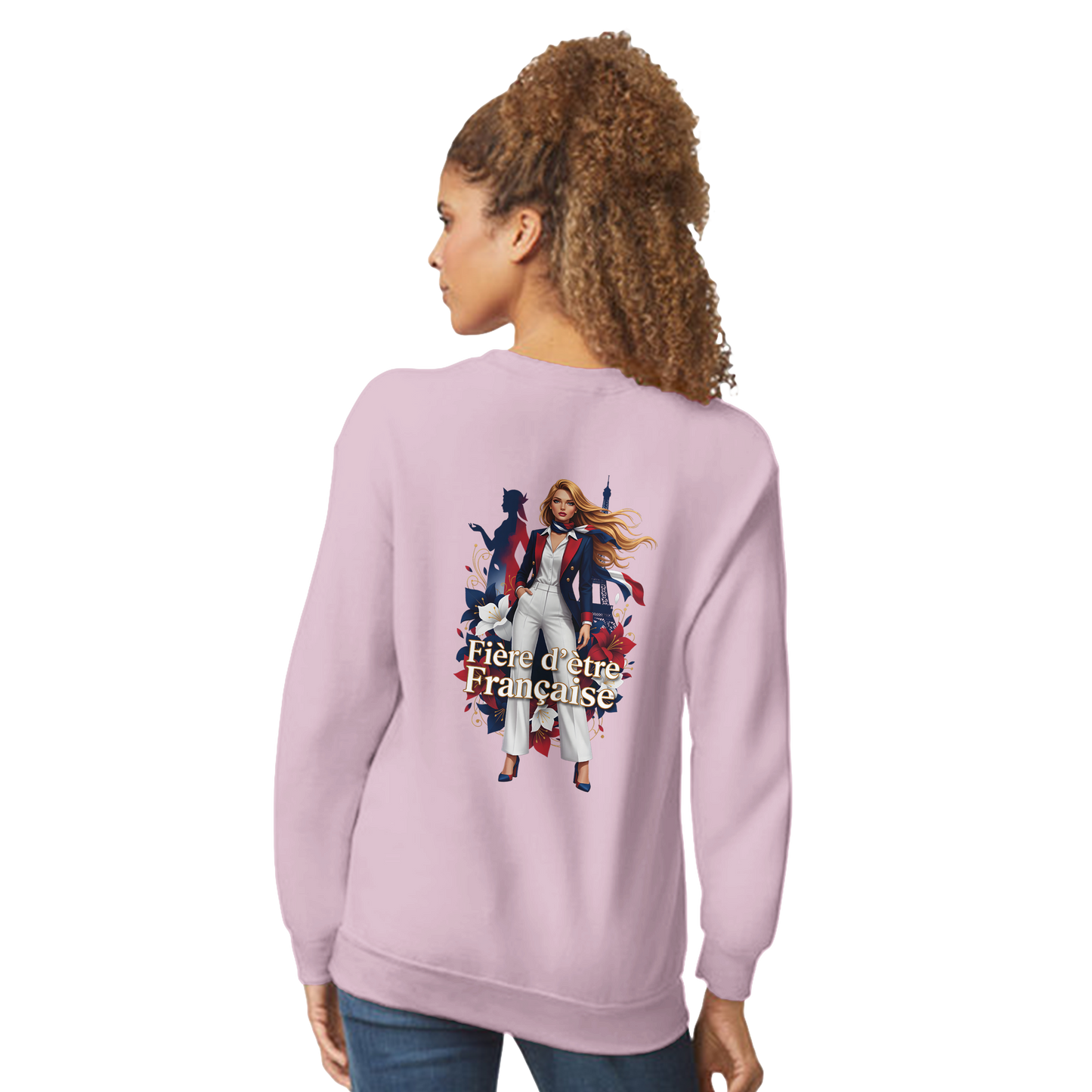 Sweat-shirt Femme Fière d'être Française - Coupe Classique Premium