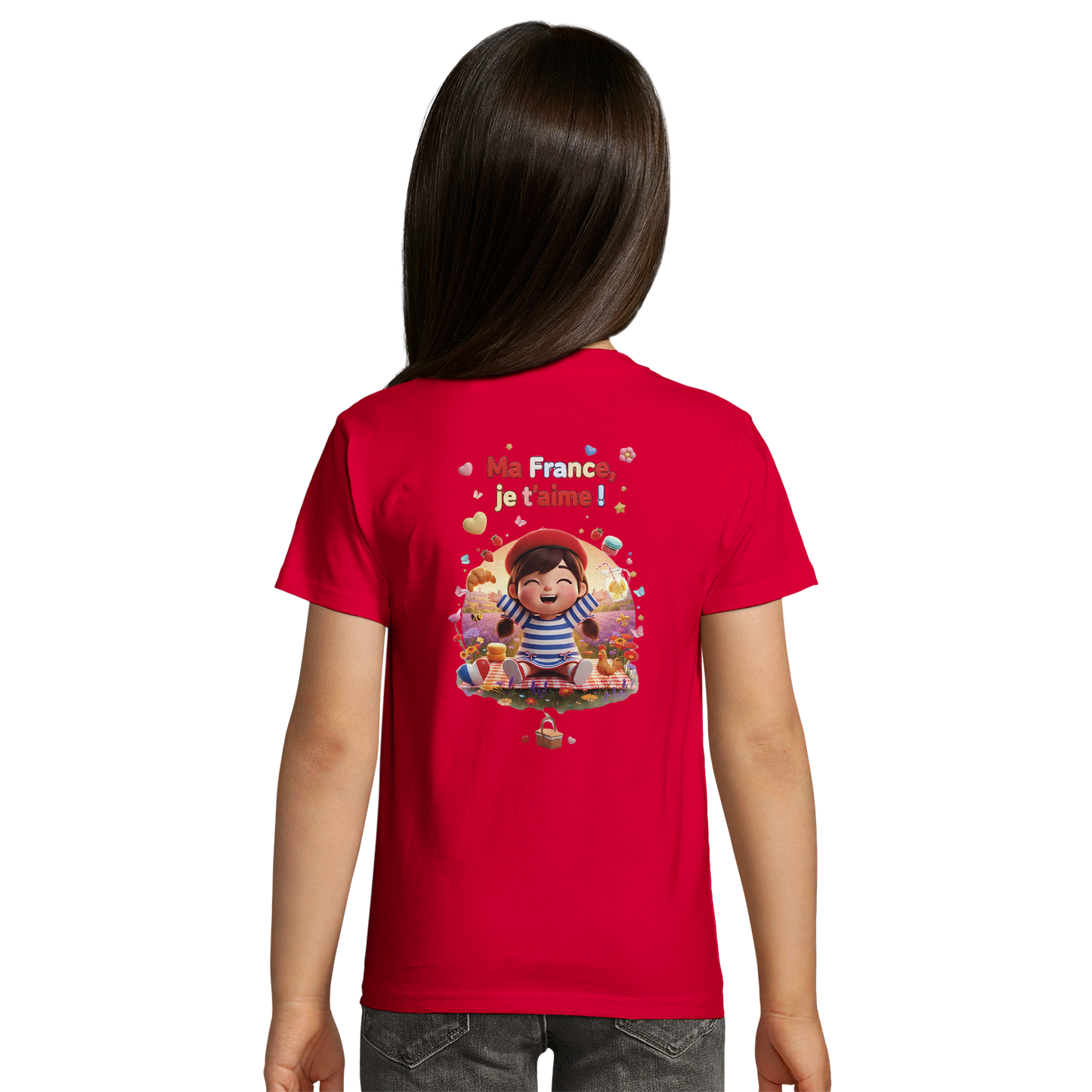 T-shirt Fille « Ma France je t'aime » - Coton Bio Premium